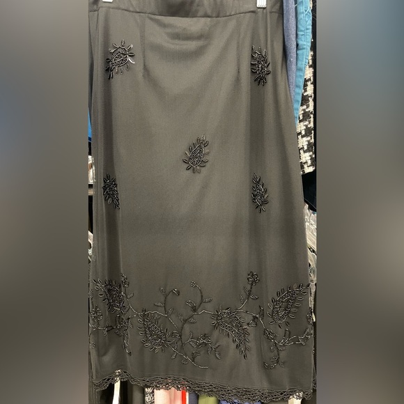 Jet Black Embroidered long skirt - Picture 2 of 4